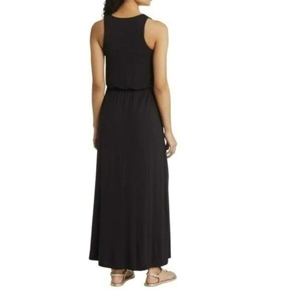 Caslon Black Knit Maxi Dress Sleeveless Soft Stretch Jersey Elastic Waist L EUC - Picture 3 of 13